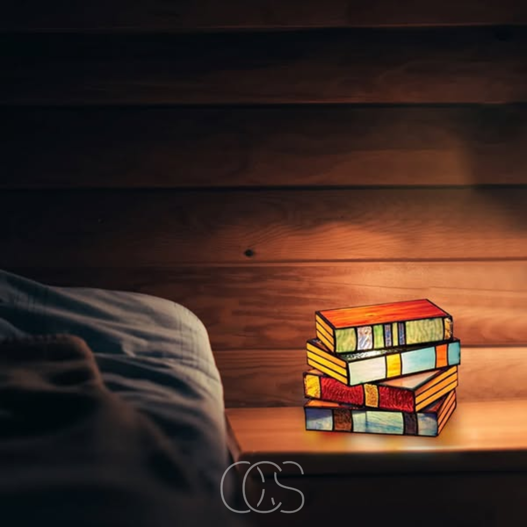 Vellina - Mosaic Book Lamp - Wireless Tiffany Table Lamp