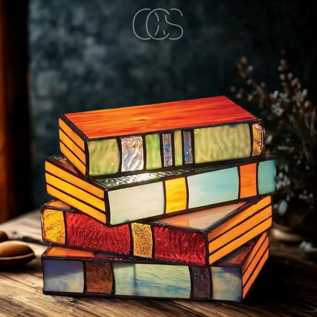 Vellina - Mosaic Book Lamp - Wireless Tiffany Table Lamp