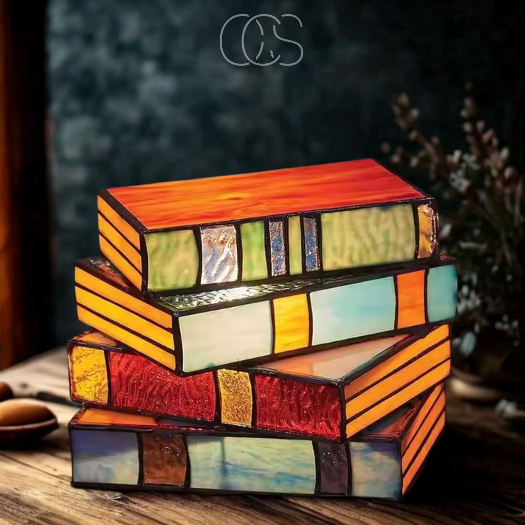 Vellina - Mosaic Book Lamp - Wireless Tiffany Table Lamp