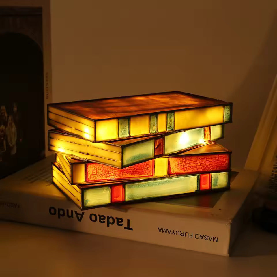 Vellina - Mosaic Book Lamp - Wireless Tiffany Table Lamp