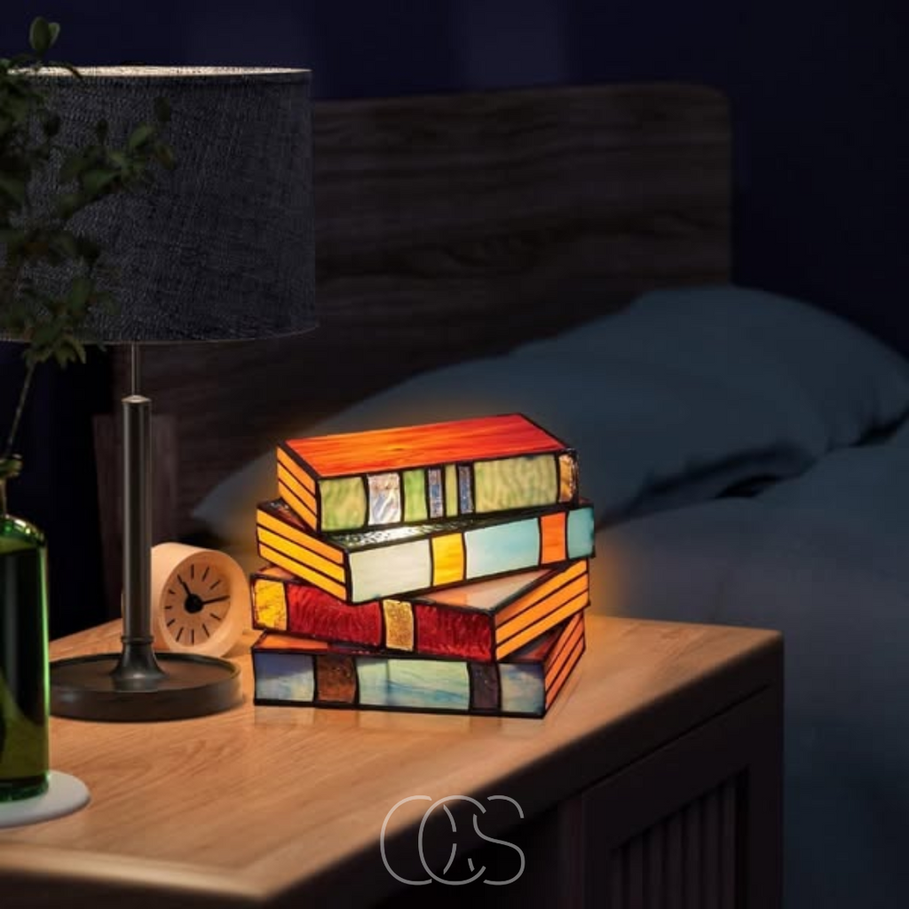 Vellina - Mosaic Book Lamp - Wireless Tiffany Table Lamp