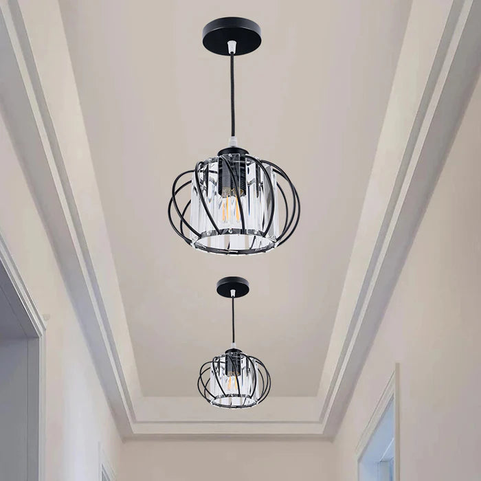Vellina - Nordic Pendant Lamp with Spherical Glass - Black Design