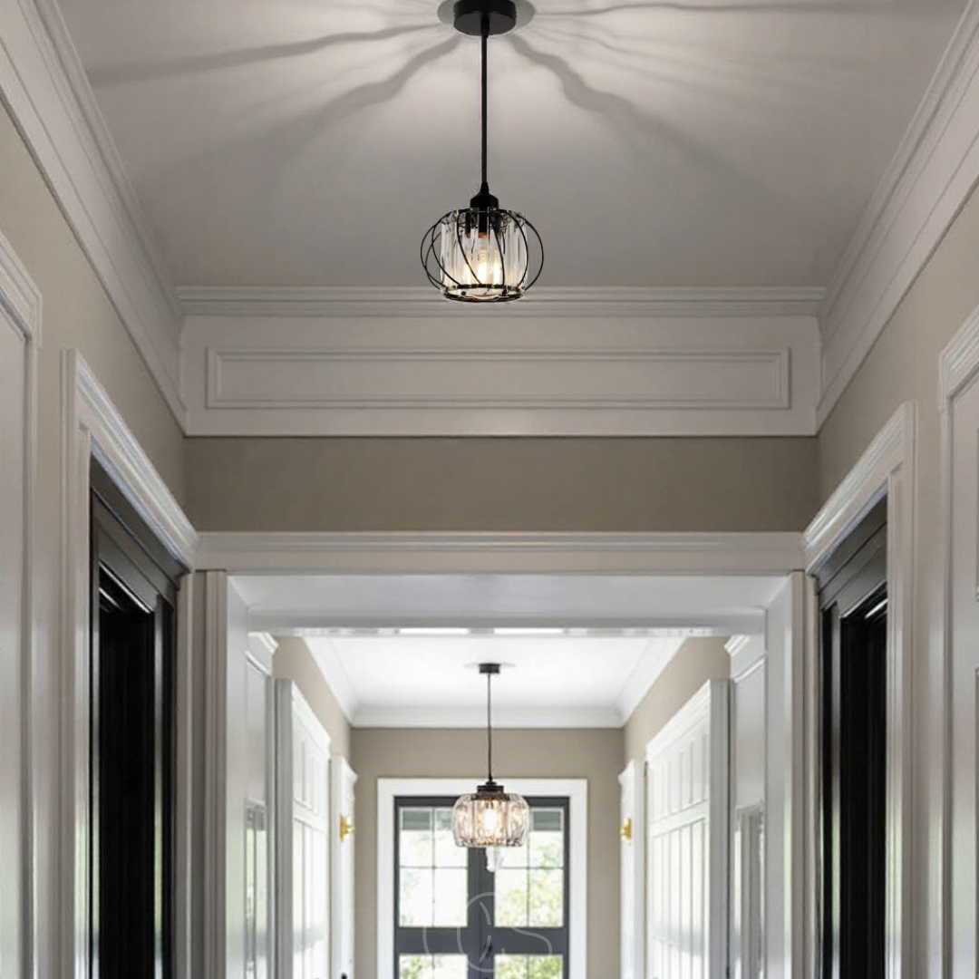 Vellina - Nordic Pendant Lamp with Spherical Glass - Black Design