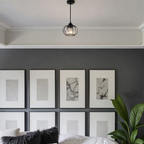 Vellina - Nordic Pendant Lamp with Spherical Glass - Black Design