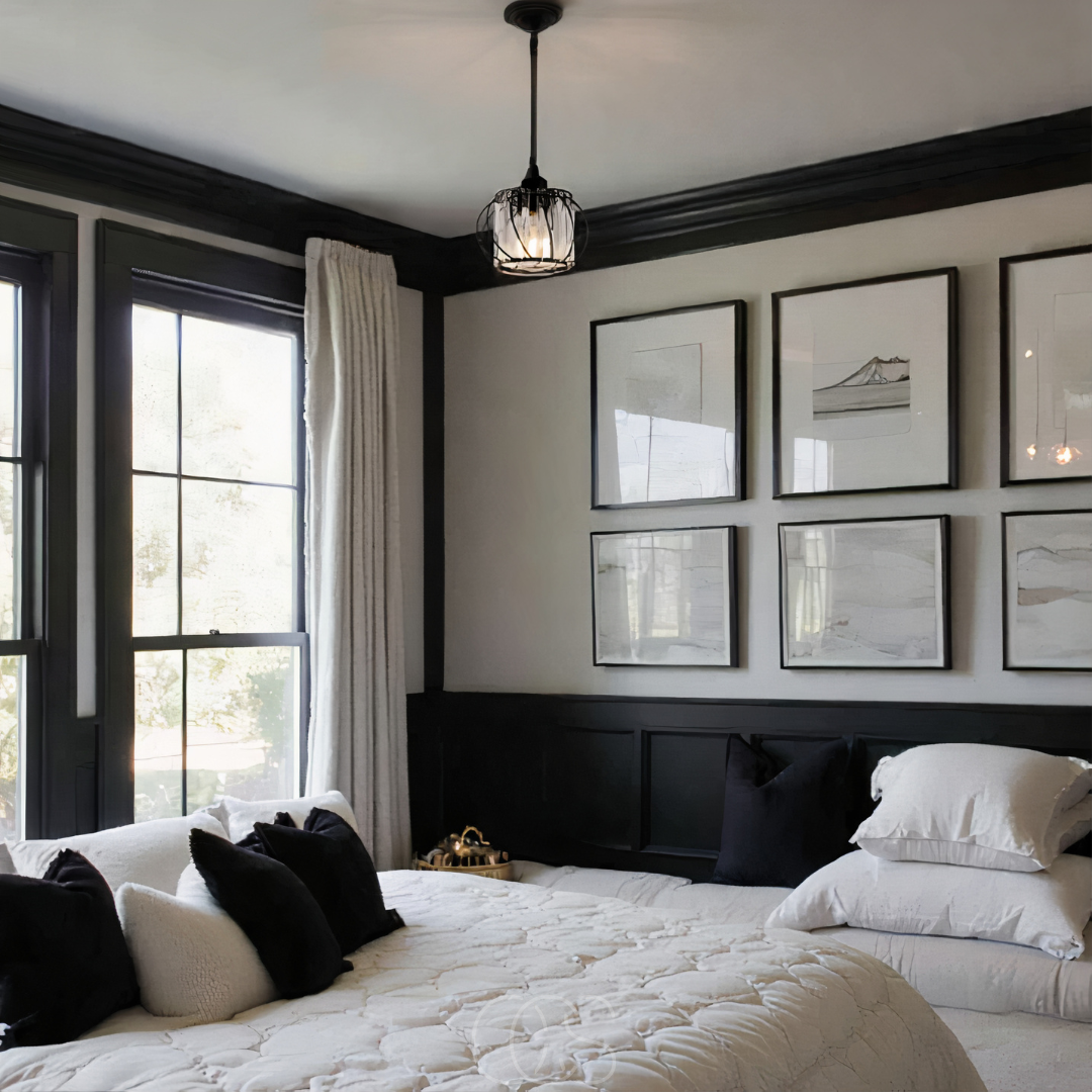 Vellina - Nordic Pendant Lamp with Spherical Glass - Black Design
