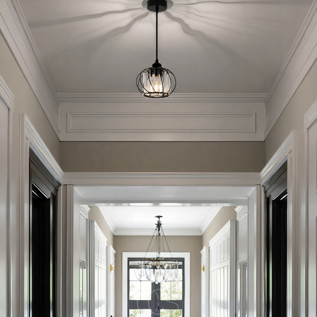 Vellina - Nordic Pendant Lamp with Spherical Glass - Black Design