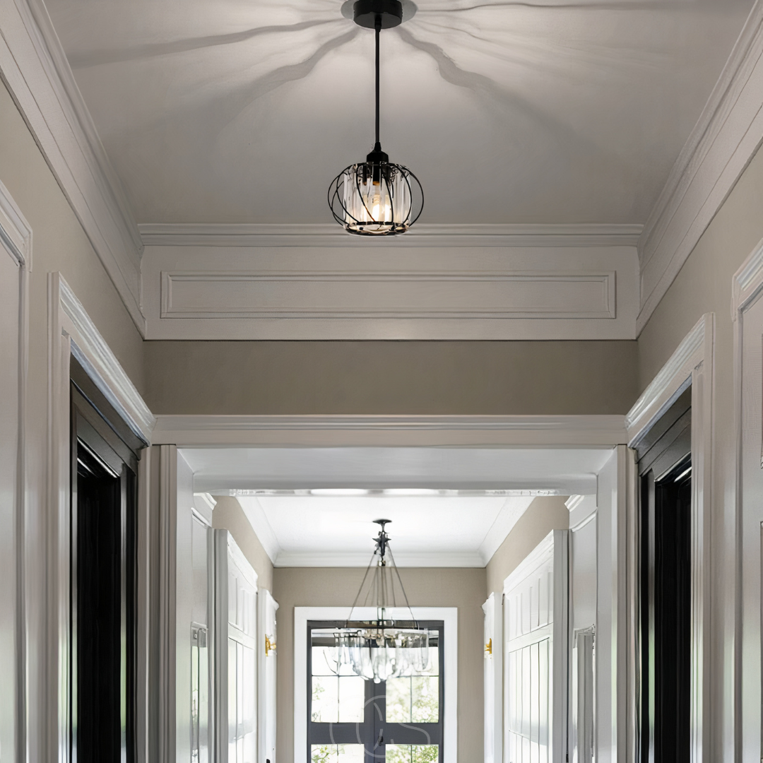 Vellina - Nordic Pendant Lamp with Spherical Glass - Black Design