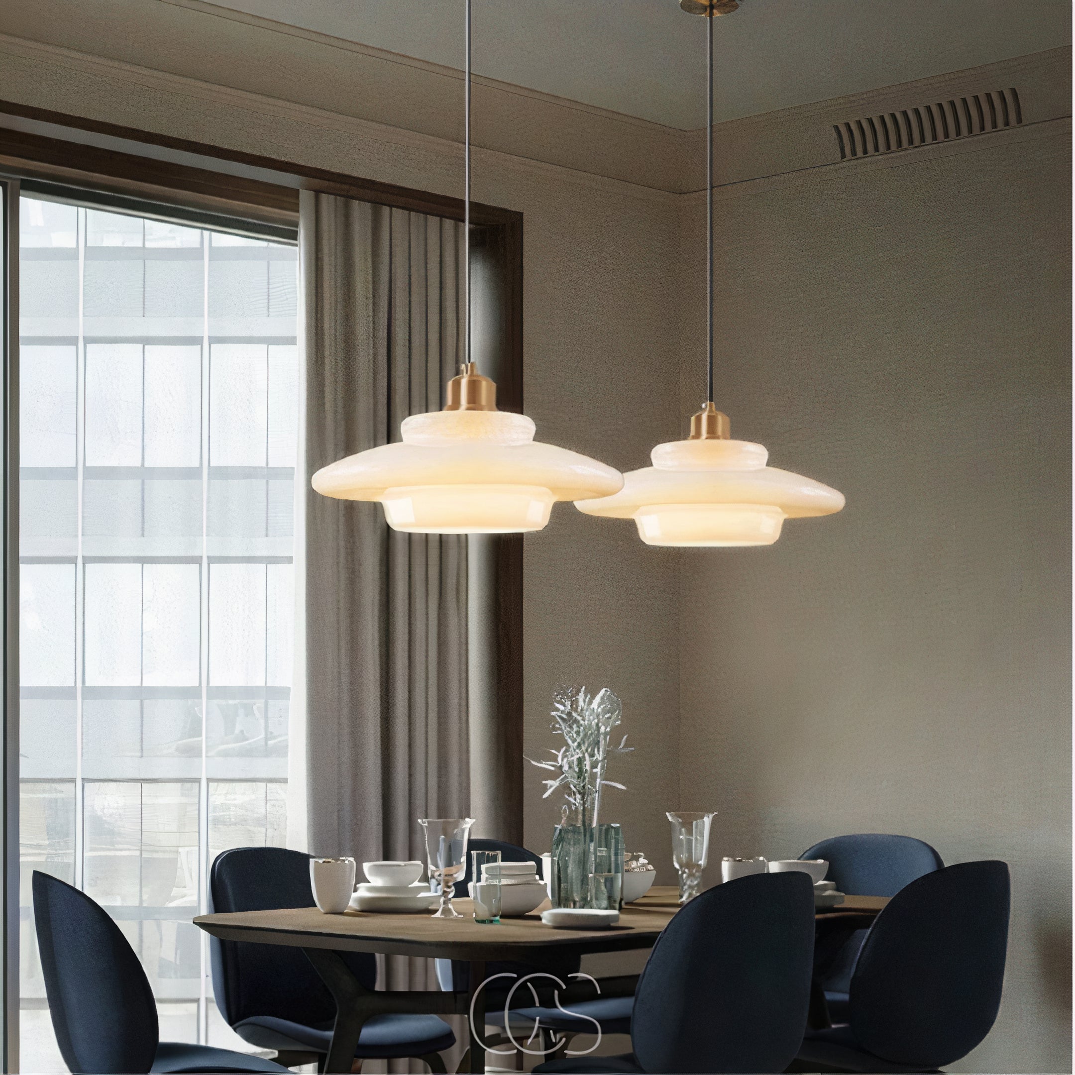 Vellina - Perle pendant lamp - Brass & Glass