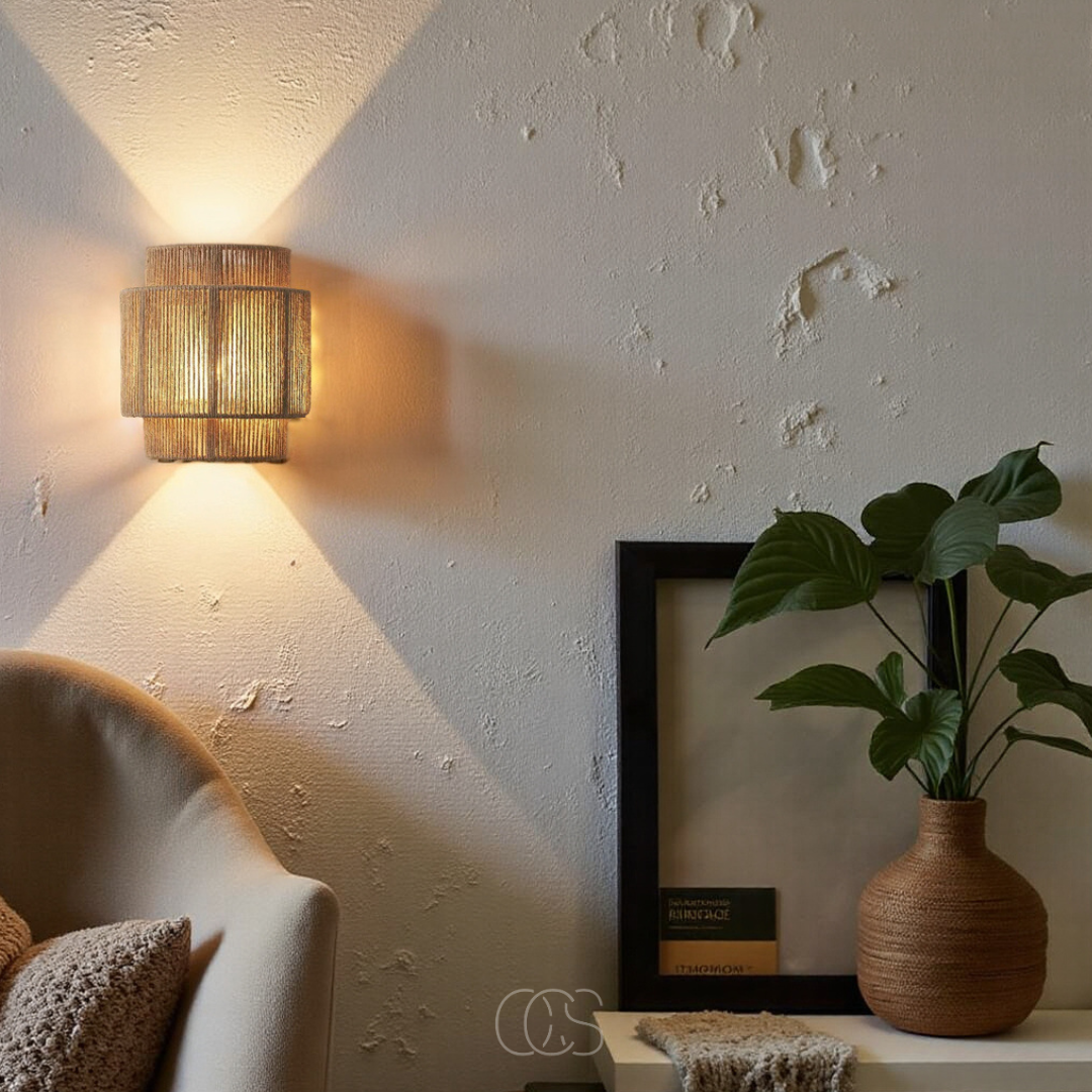 Vellina - Rattan Boho Wall Lamp