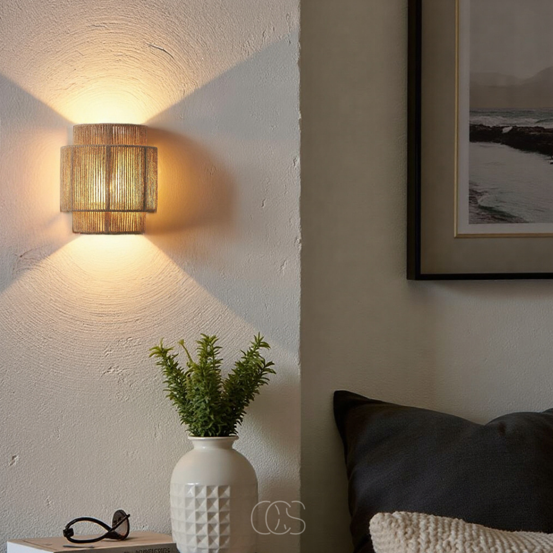Vellina - Rattan Boho Wall Lamp