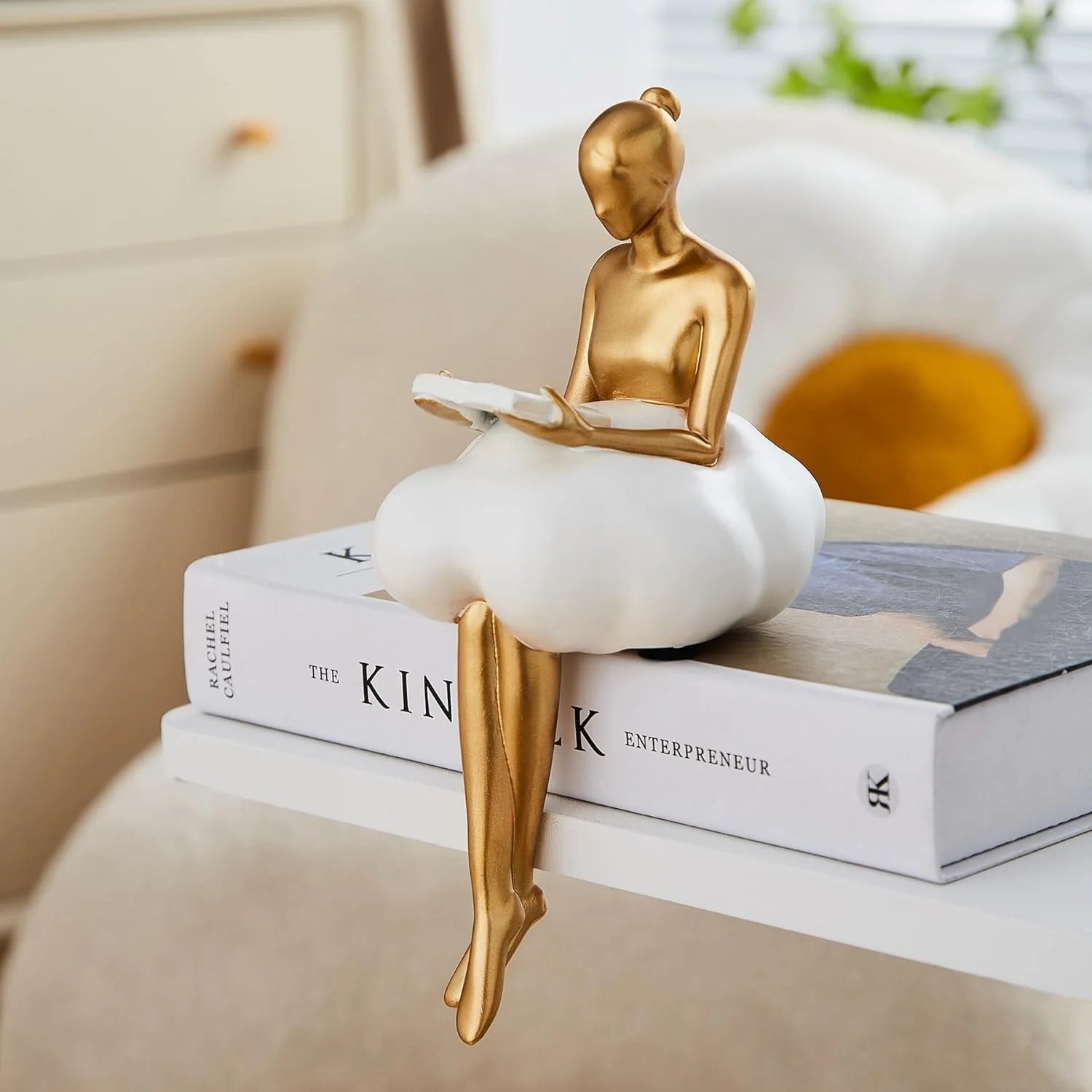 Vellina - Reading Woman on Cloud Sculpture - Resin Art Object