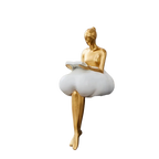 Vellina - Reading Woman on Cloud Sculpture - Resin Art Object