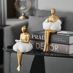 Vellina - Reading Woman on Cloud Sculpture - Resin Art Object