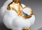 Vellina - Reading Woman on Cloud Sculpture - Resin Art Object