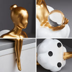 Vellina - Reading Woman on Cloud Sculpture - Resin Art Object