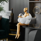 Vellina - Reading Woman on Cloud Sculpture - Resin Art Object