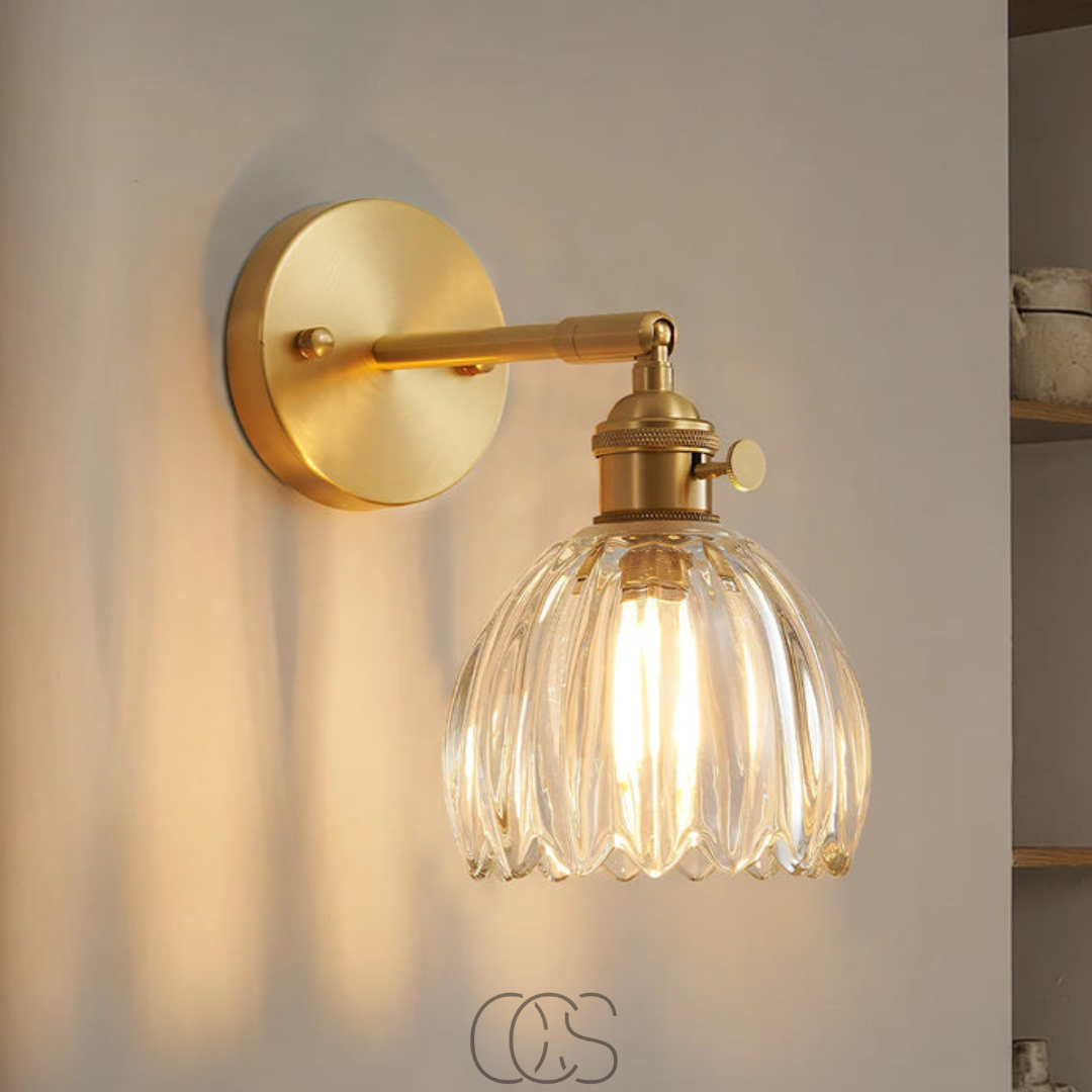 Vellina - Retro Wall Lamp with Glass Tulip Shade