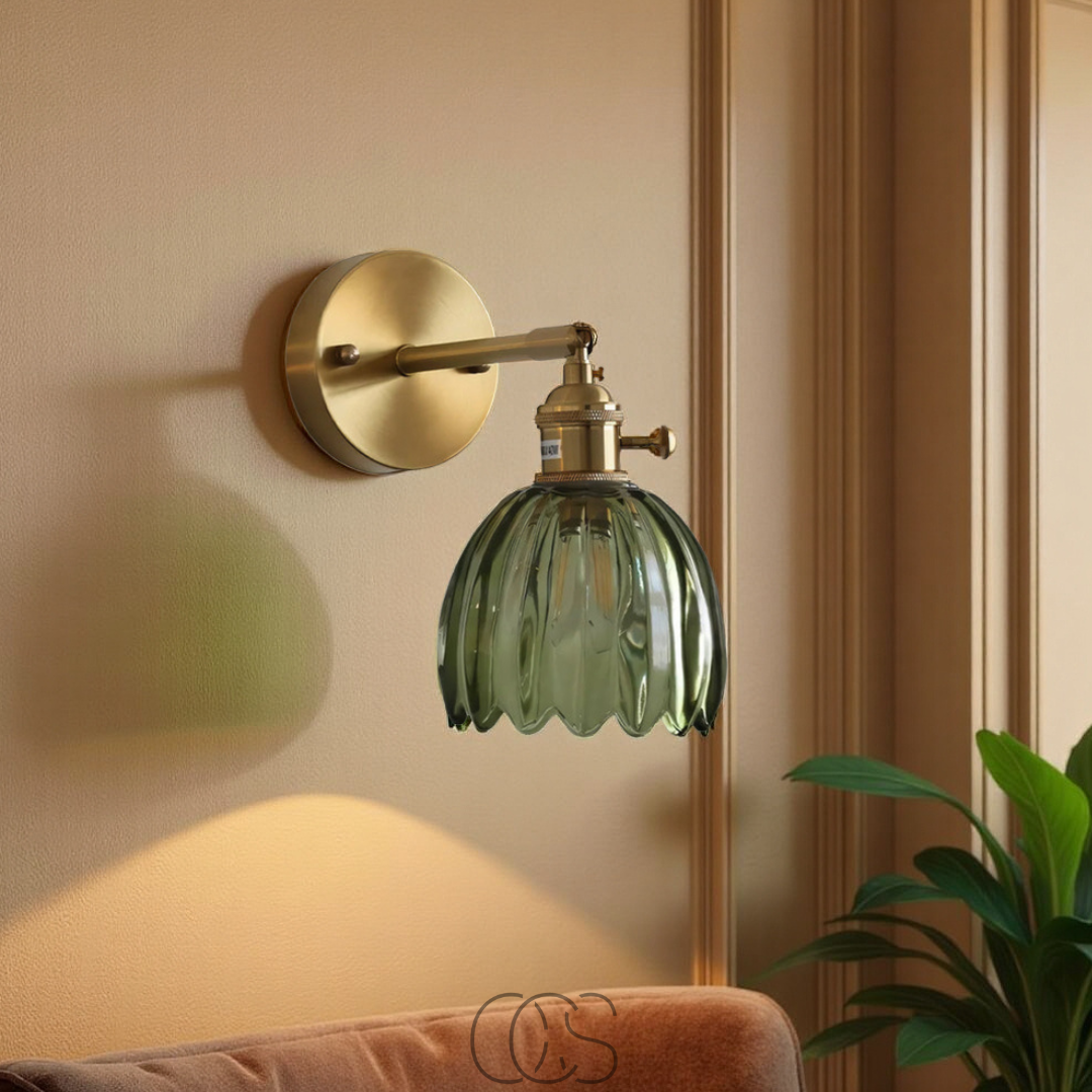 Vellina - Retro Wall Lamp with Glass Tulip Shade