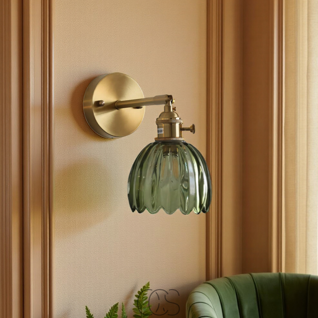 Vellina - Retro Wall Lamp with Glass Tulip Shade