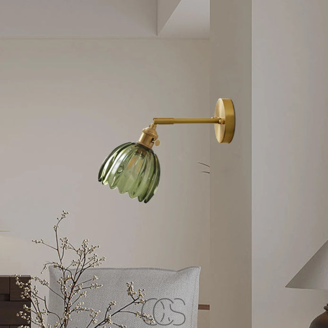 Vellina - Retro Wall Lamp with Glass Tulip Shade