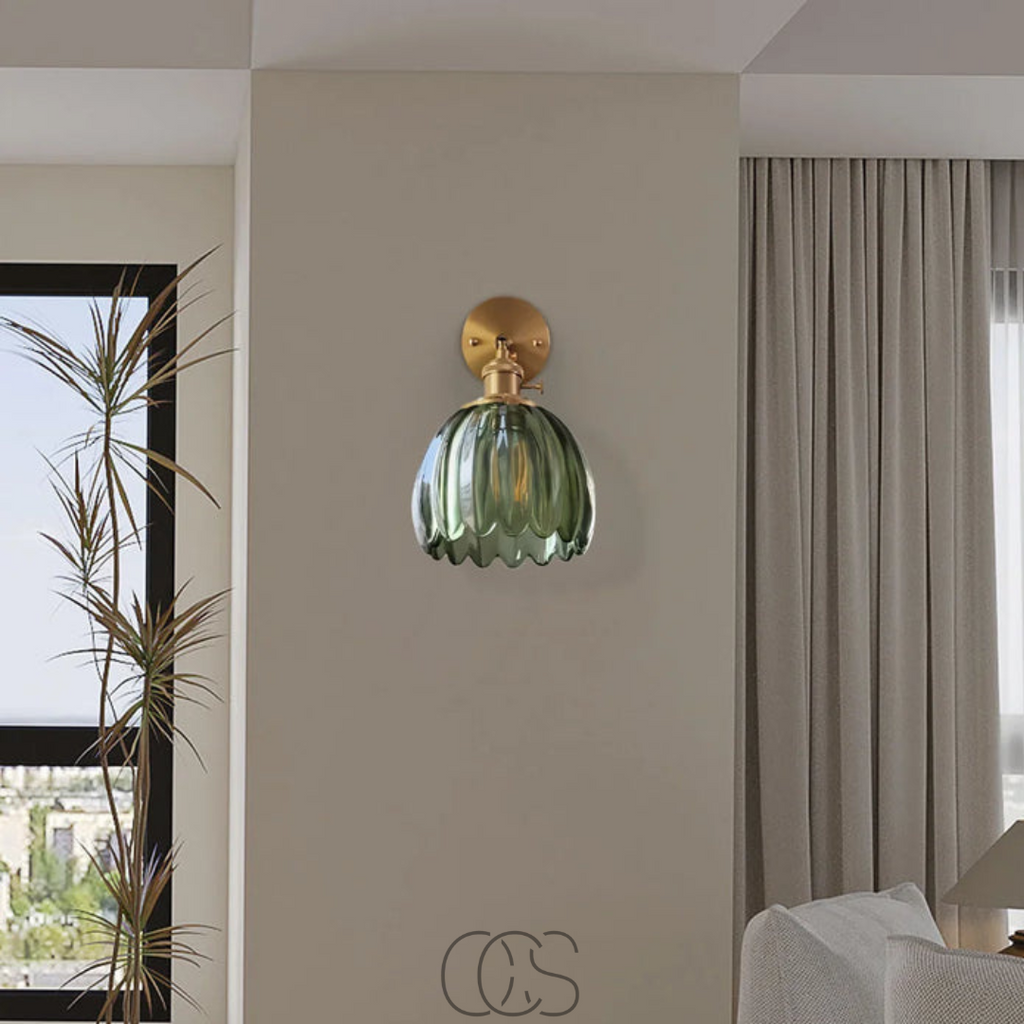 Vellina - Retro Wall Lamp with Glass Tulip Shade