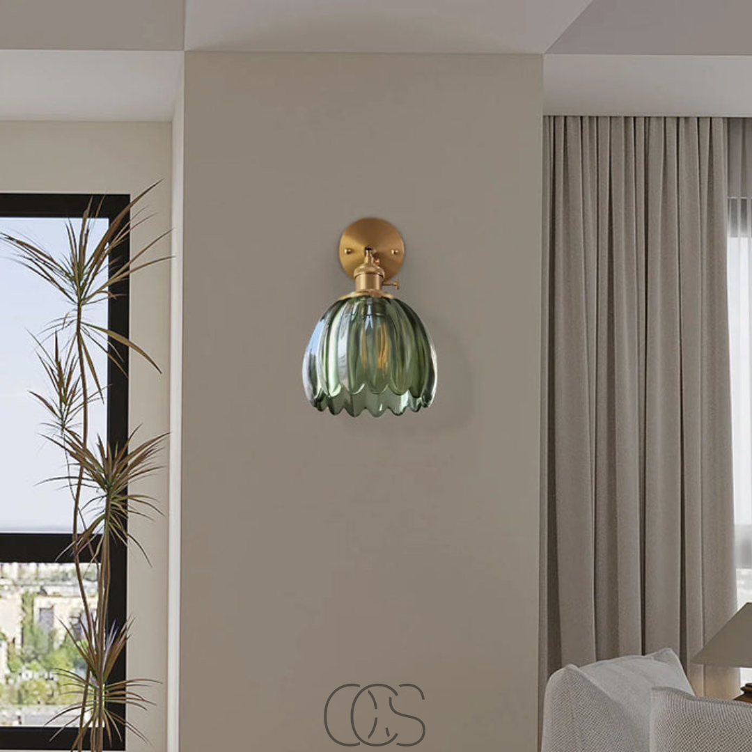 Vellina - Retro Wall Lamp with Glass Tulip Shade