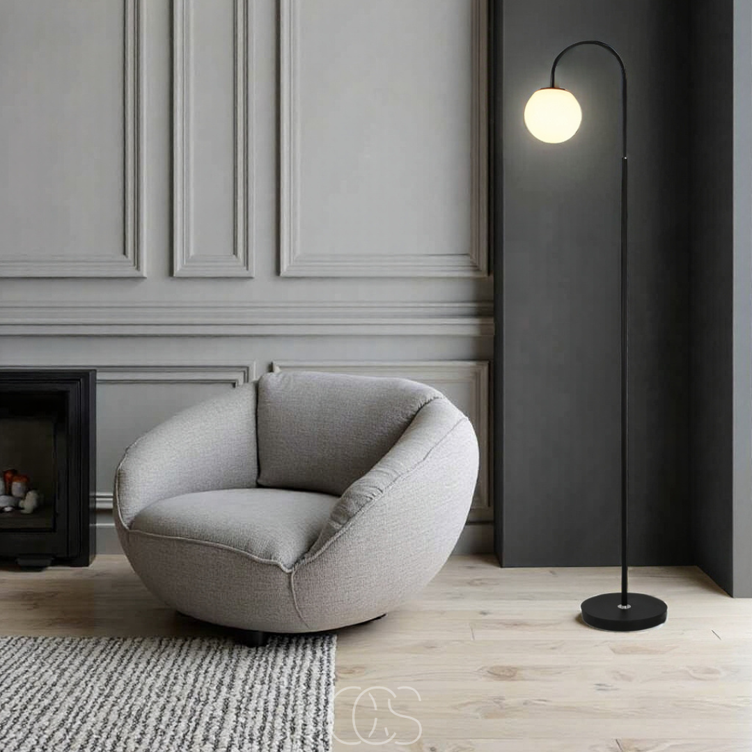 Vellina - Standing lamp with globe - Metal & Glass floor lamp