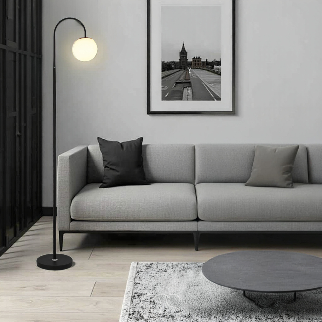 Vellina - Standing lamp with globe - Metal & Glass floor lamp