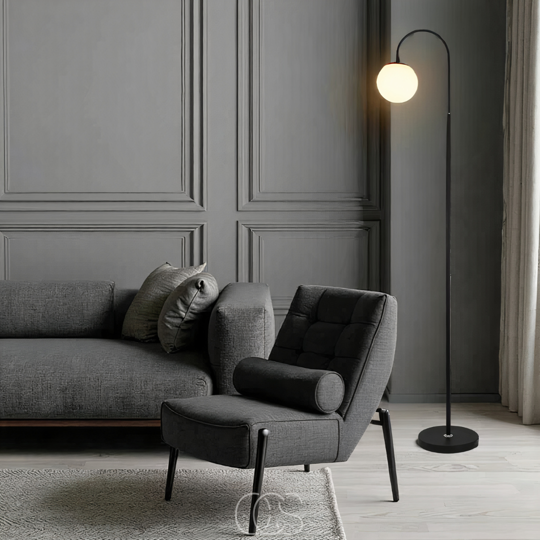 Vellina - Standing lamp with globe - Metal & Glass floor lamp