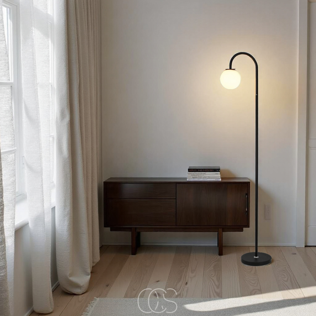 Vellina - Standing lamp with globe - Metal & Glass floor lamp