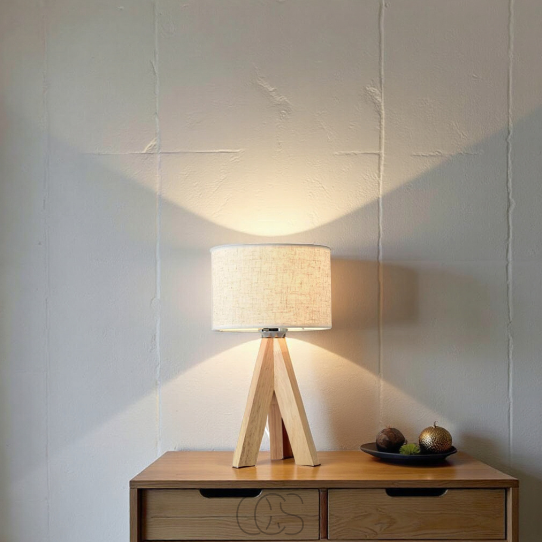 Vellina - Table Lamp - Natural Wood and Fabric Shade