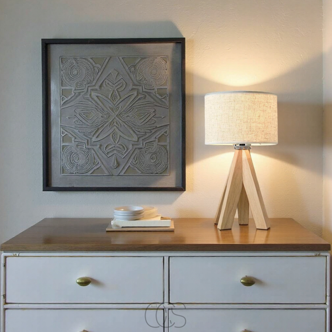 Vellina - Table Lamp - Natural Wood and Fabric Shade