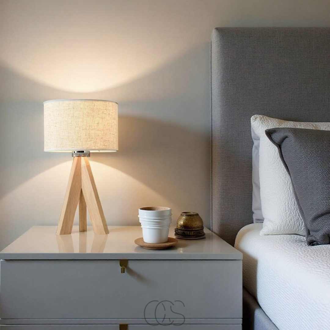 Vellina - Table Lamp - Natural Wood and Fabric Shade
