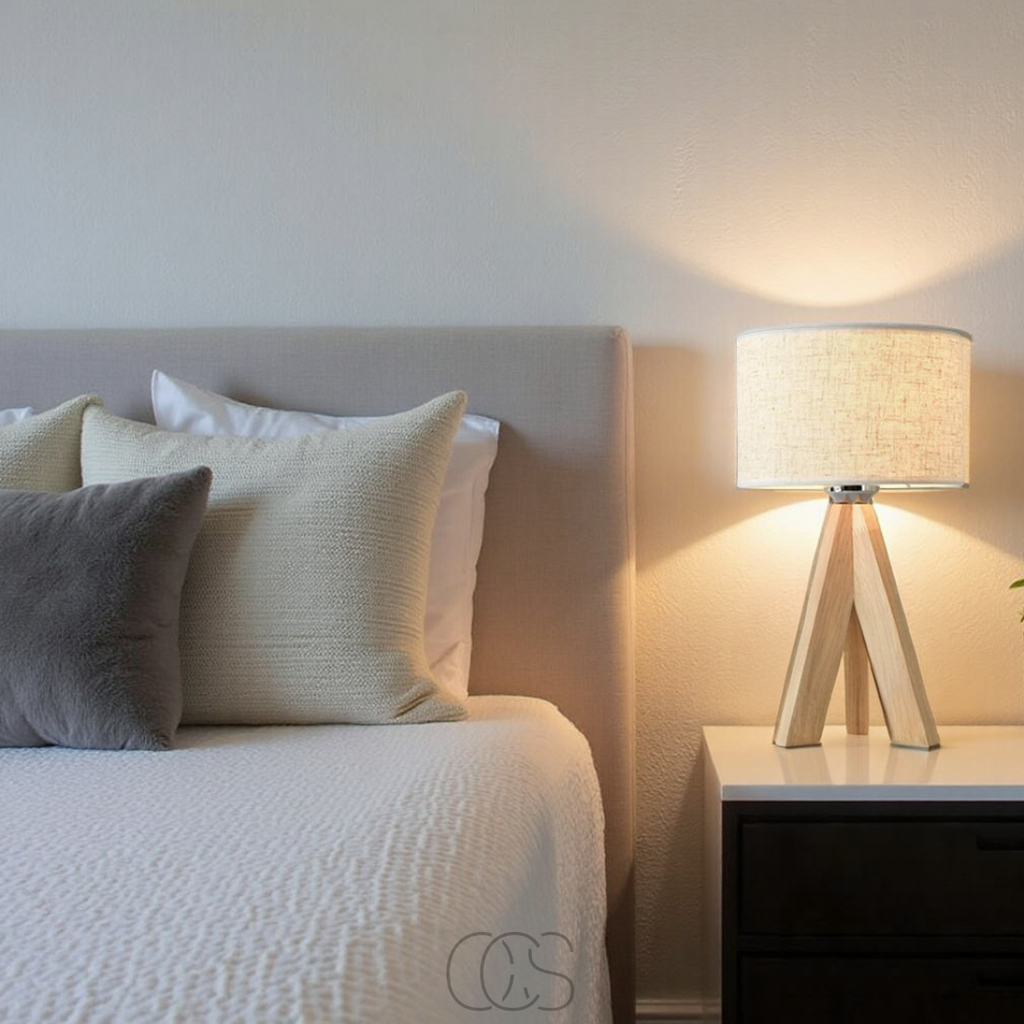 Vellina - Table Lamp - Natural Wood and Fabric Shade