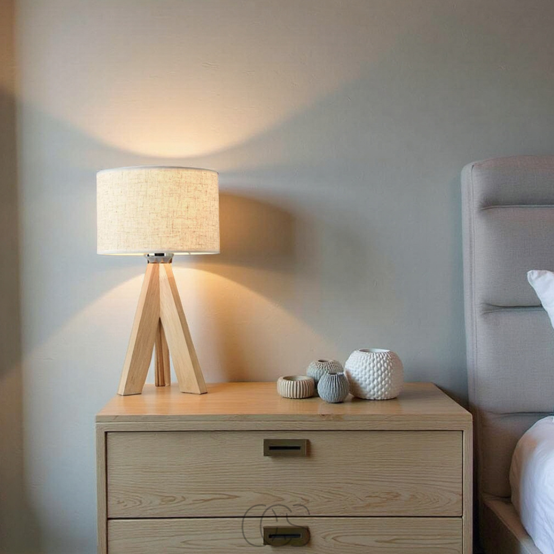Vellina - Table Lamp - Natural Wood and Fabric Shade