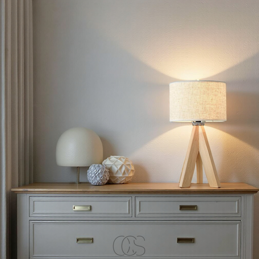 Vellina - Table Lamp - Natural Wood and Fabric Shade