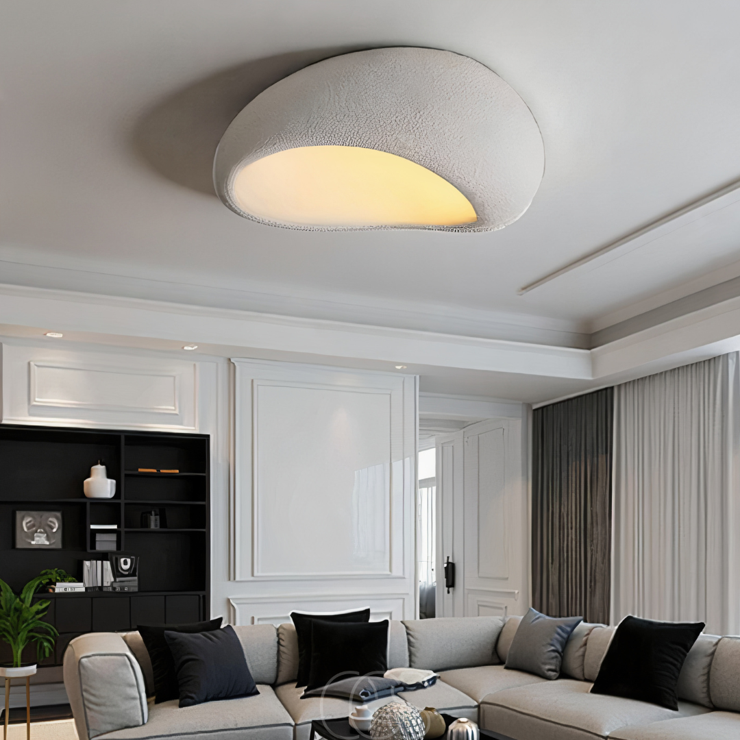 Vellina - Wabi-Sabi Fabric Ceiling Lamp - Polyform & Resin