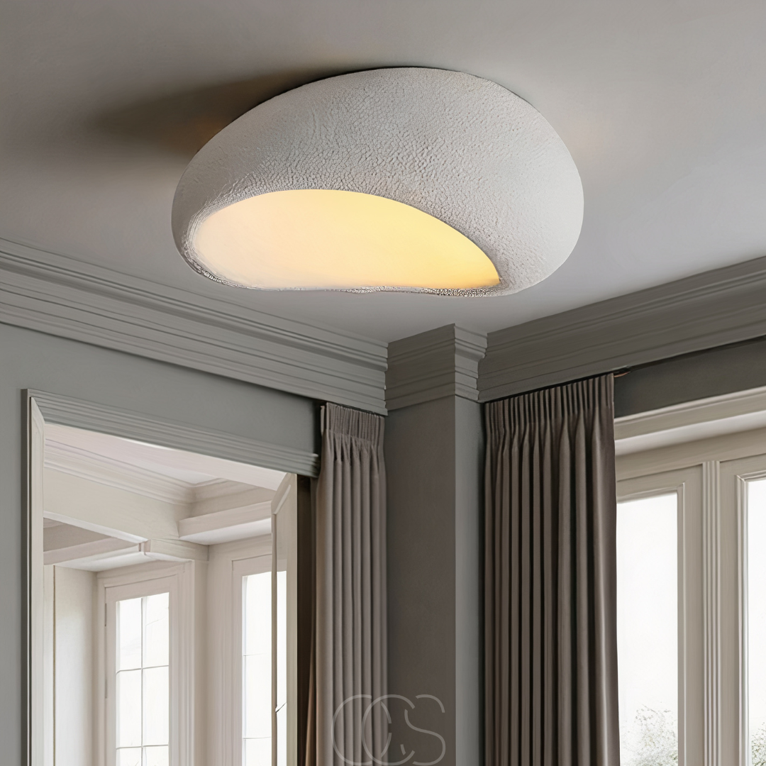 Vellina - Wabi-Sabi Fabric Ceiling Lamp - Polyform & Resin