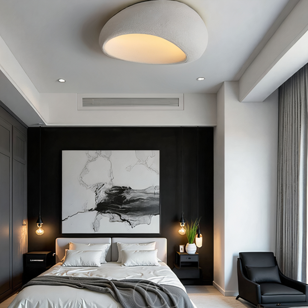 Vellina - Wabi-Sabi Fabric Ceiling Lamp - Polyform & Resin