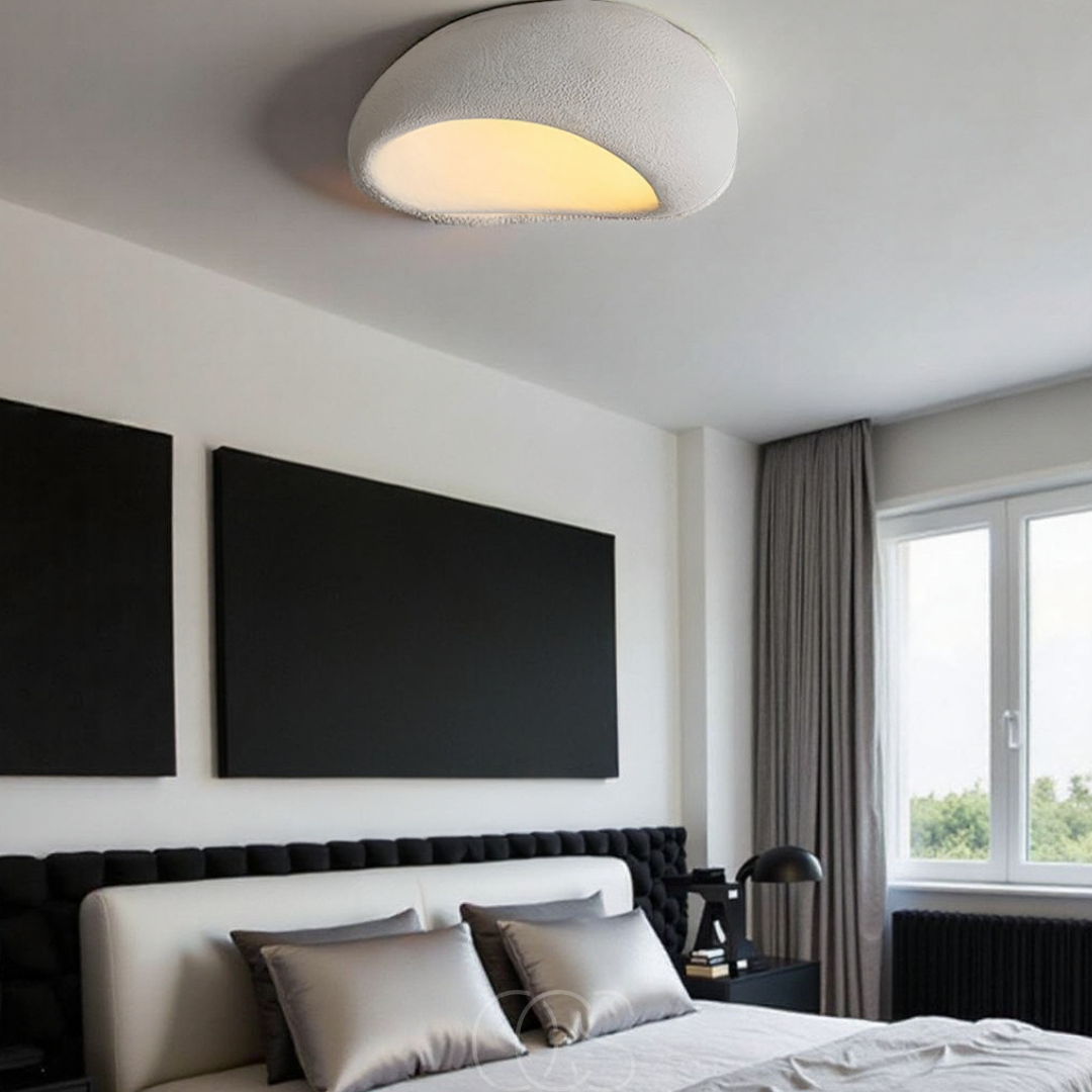 Vellina - Wabi-Sabi Fabric Ceiling Lamp - Polyform & Resin