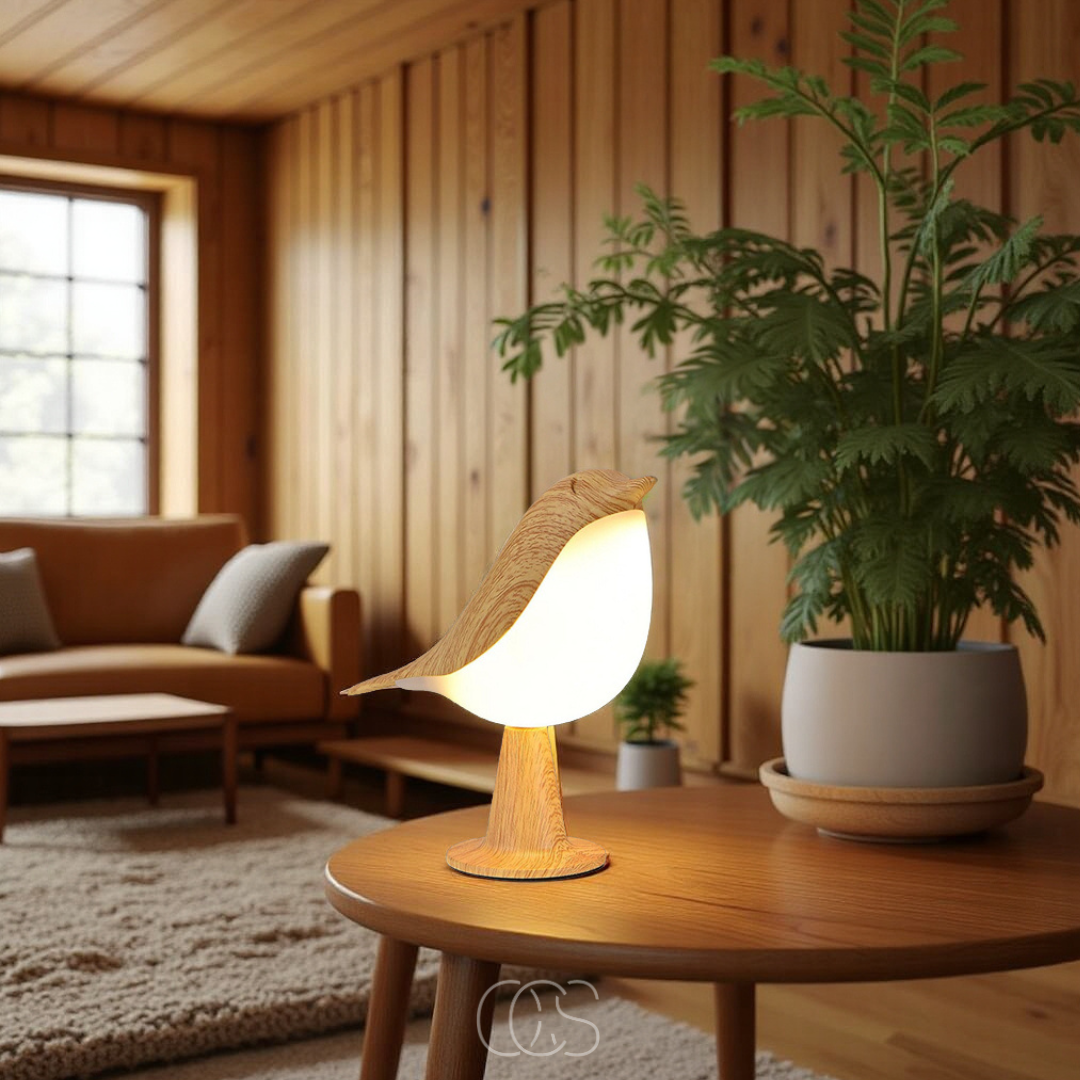 Vellina - Wooden Bird Lamp - Wireless Table Lamp with Warm Light
