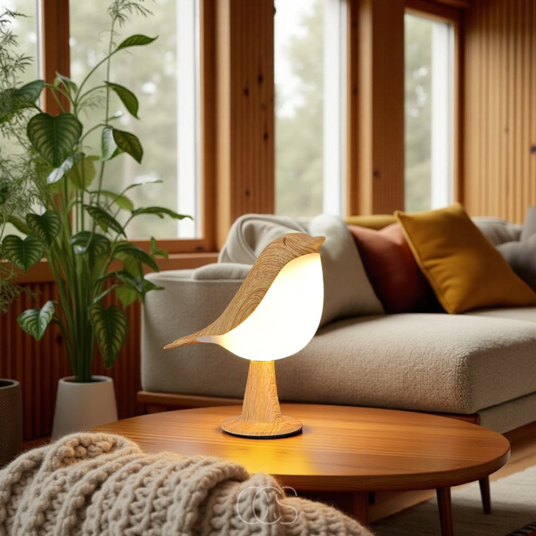 Vellina - Wooden Bird Lamp - Wireless Table Lamp with Warm Light