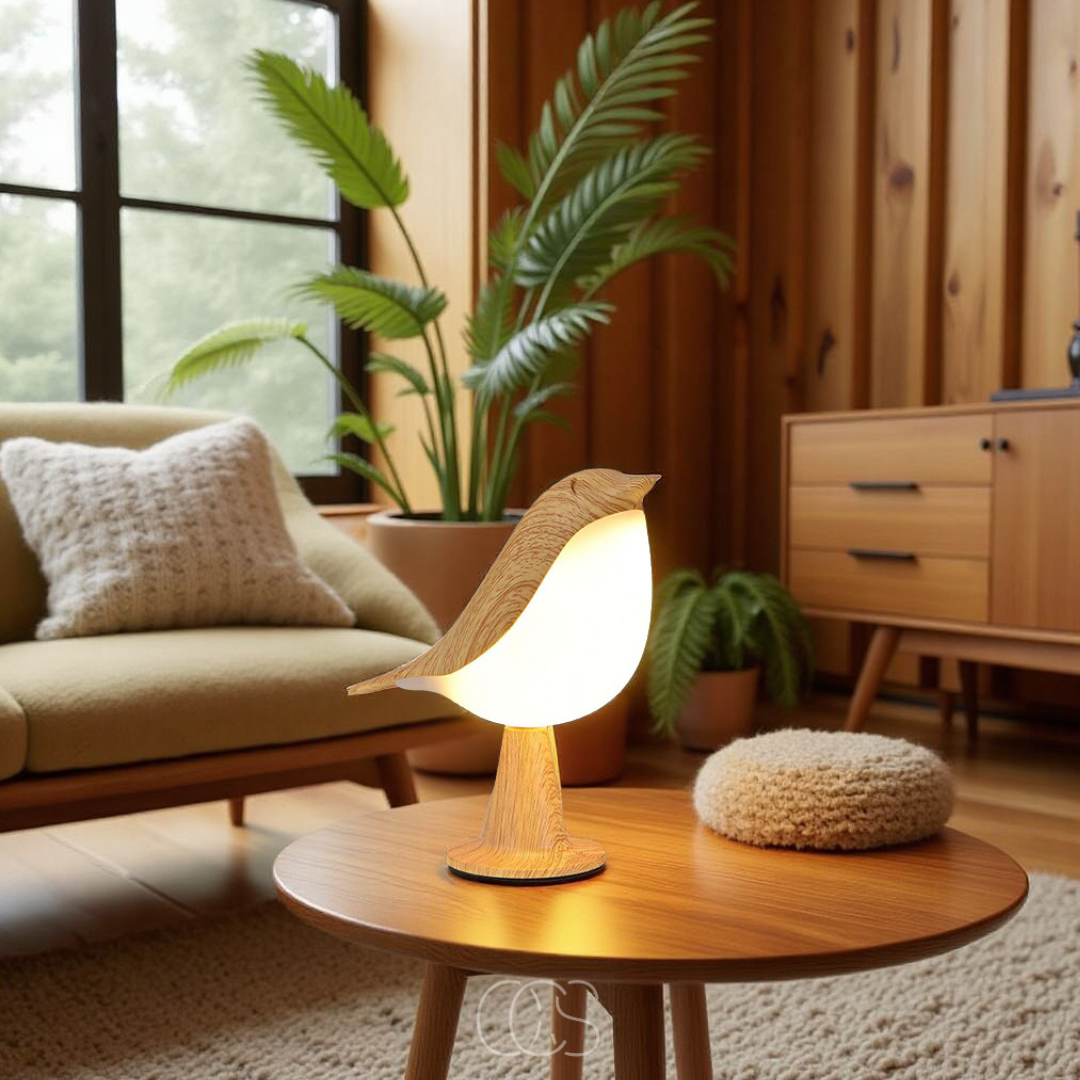 Vellina - Wooden Bird Lamp - Wireless Table Lamp with Warm Light