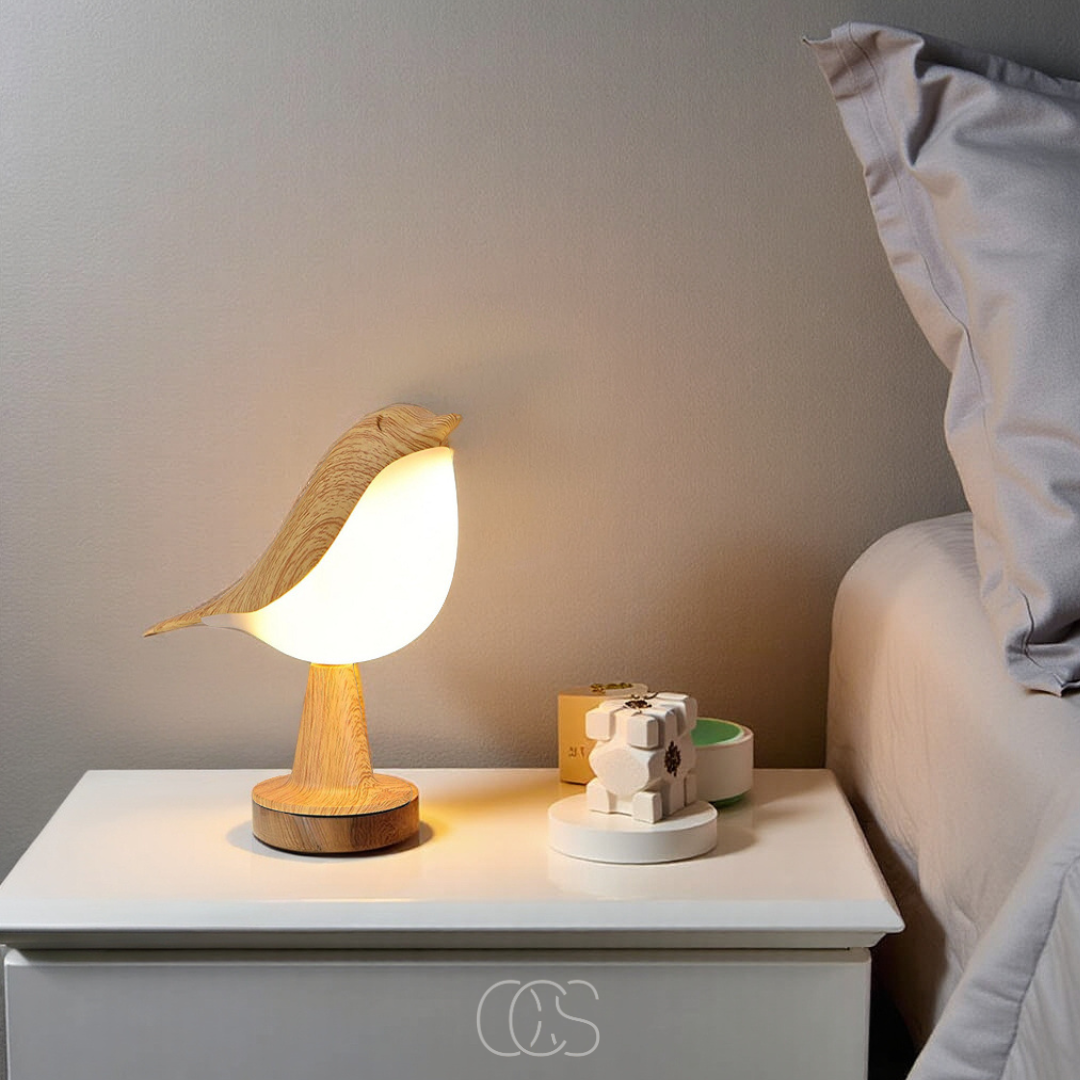 Vellina - Wooden Bird Lamp - Wireless Table Lamp with Warm Light