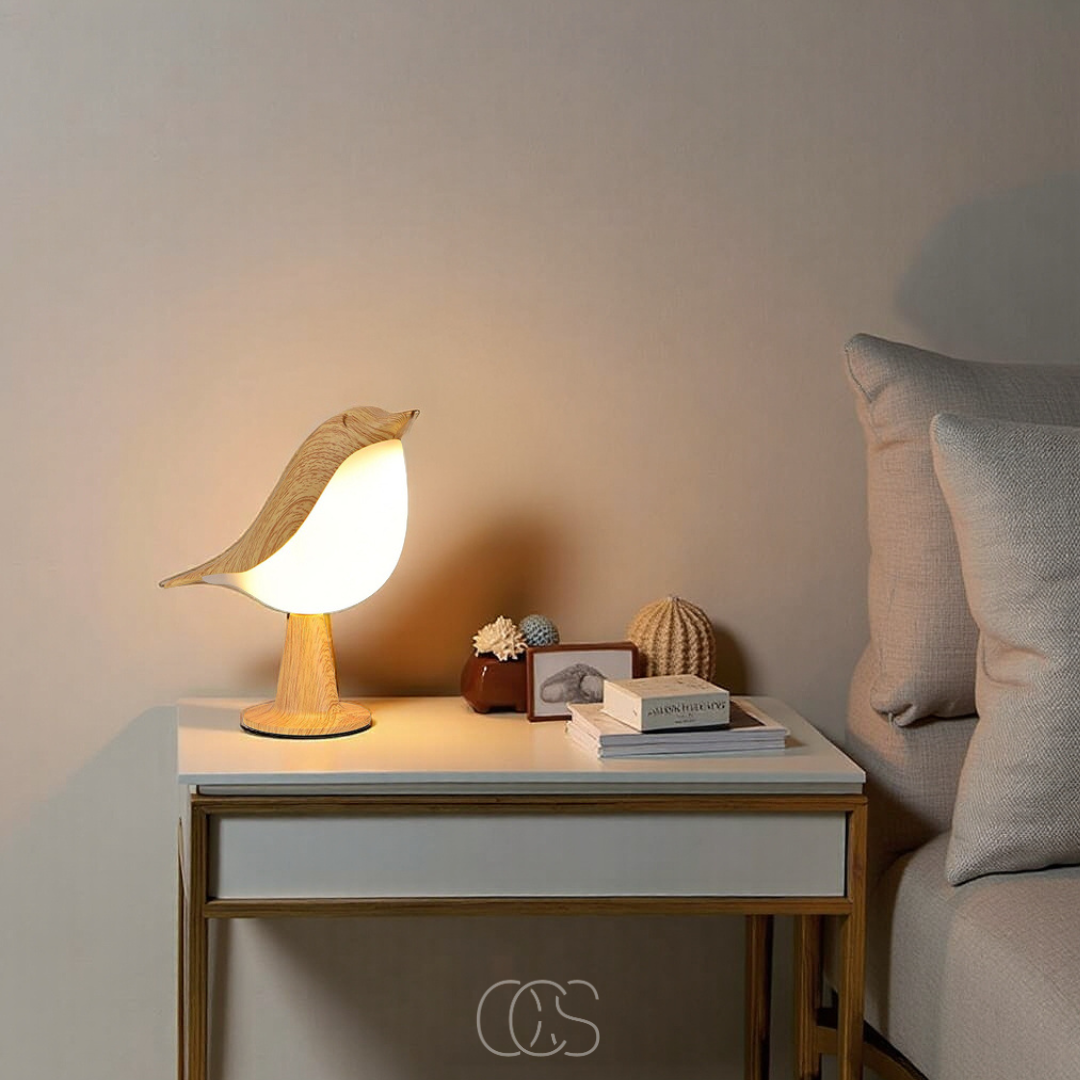 Vellina - Wooden Bird Lamp - Wireless Table Lamp with Warm Light