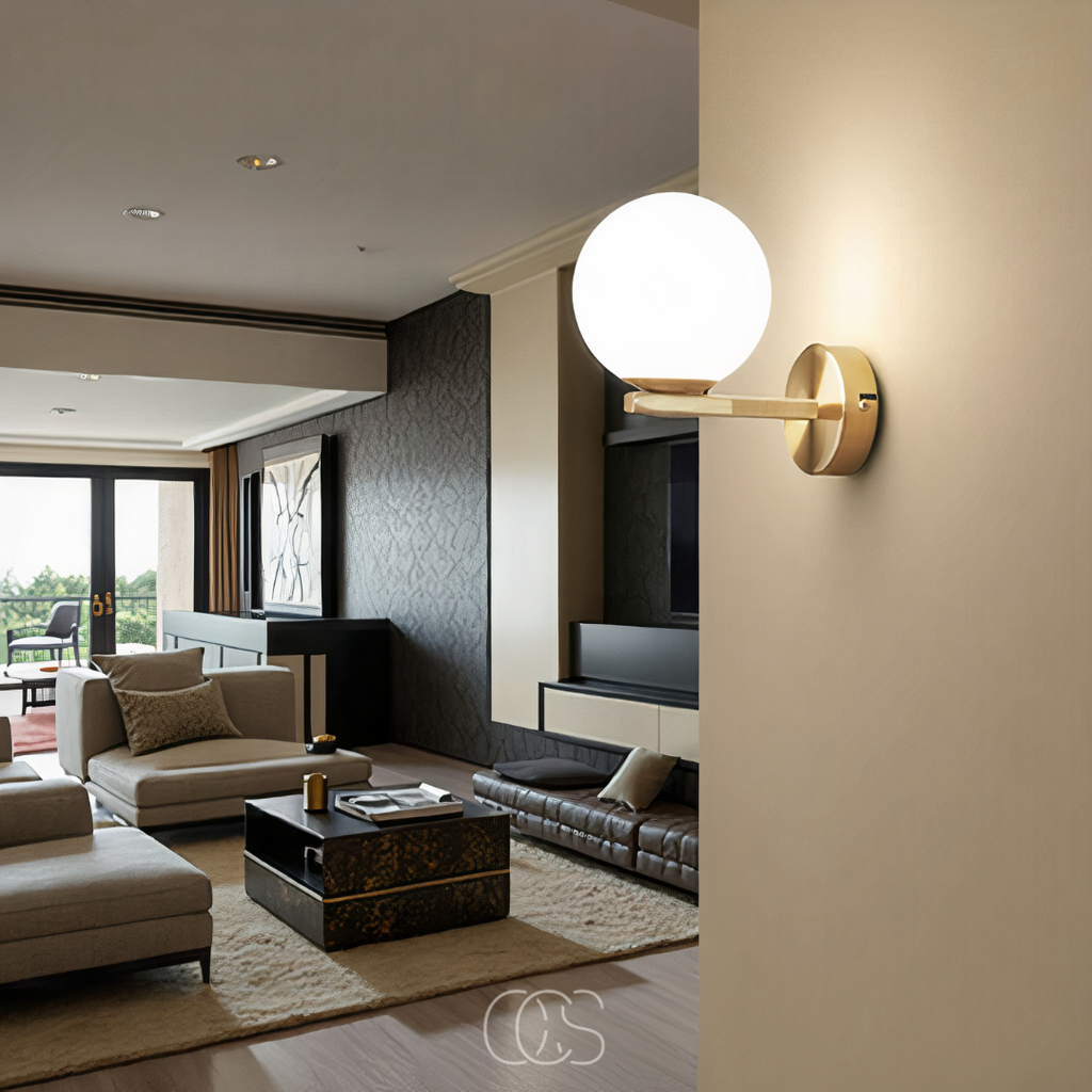 Vellina - wall lamp with white globe