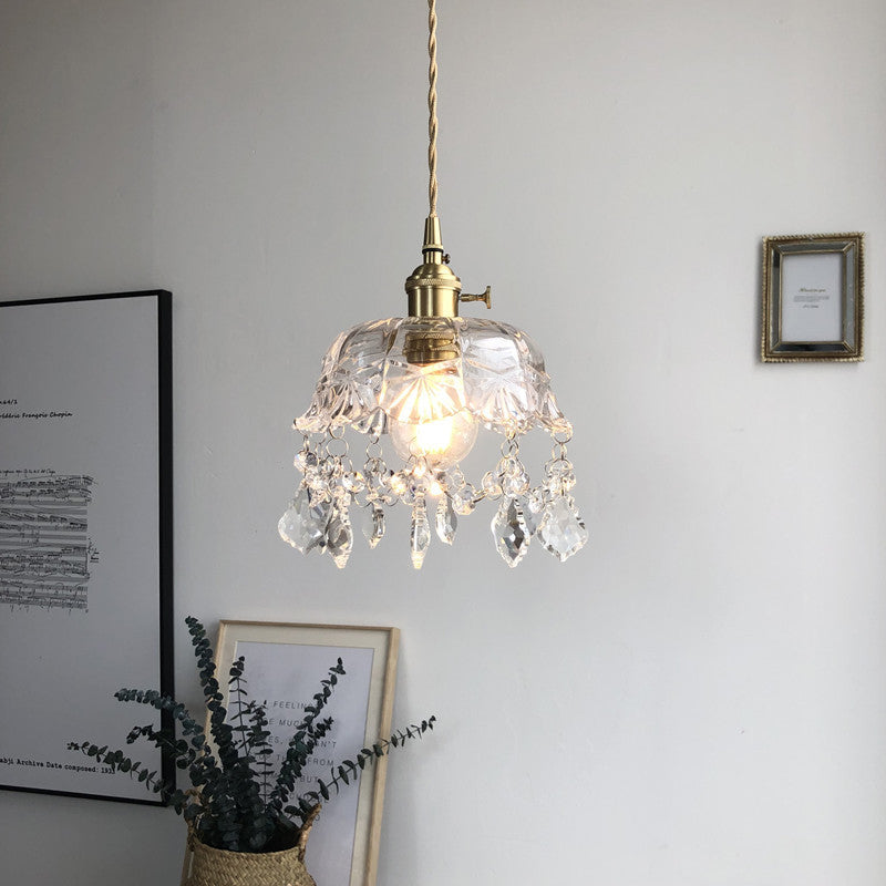Antique Style Crystal and Glass Stone Pendant Chandelier